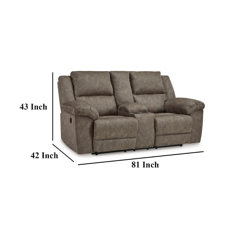 Causeuse inclinable manuelle double surdimensionnée Larson, similicuir marron
