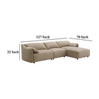 Canapé d'angle Vety, accoudoir coussin, cuir nubuck marron clair