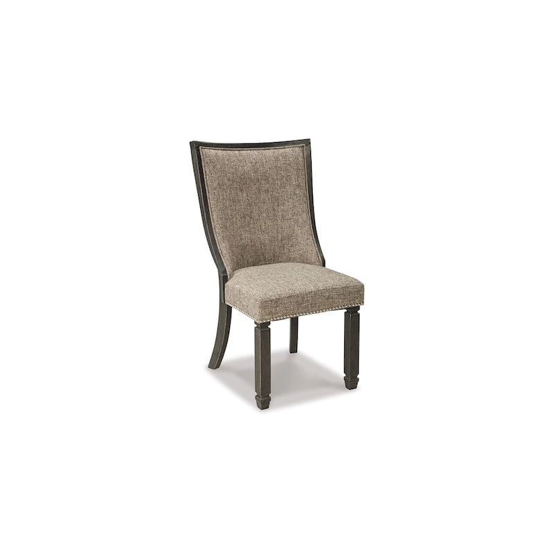 Lot de 2 chaises de salle à manger Trekk, noir, polyester tissé gris-marron