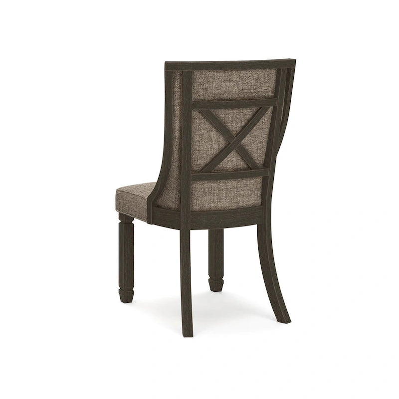 Lot de 2 chaises de salle à manger Trekk, noir, polyester tissé gris-marron