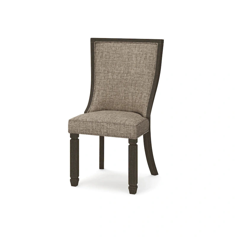 Lot de 2 chaises de salle à manger Trekk, noir, polyester tissé gris-marron