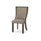Lot de 2 chaises de salle à manger Trekk, noir, polyester tissé gris-marron