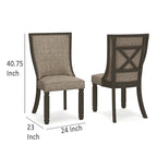 Lot de 2 chaises de salle à manger Trekk, noir, polyester tissé gris-marron