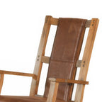 Fauteuil à bascule Marv avec assise et dossier en similicuir, Chêne rustique marron