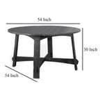 Table à manger Rena, bois d'acajou fumé noir à lattes, ronde de 54 pouces