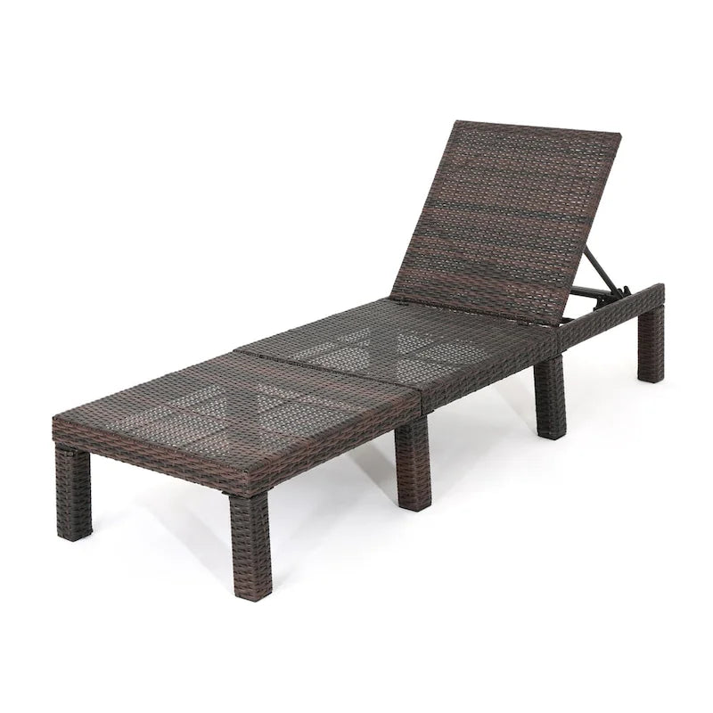 Jamia, chaise longue, osier marron, fer, dossier réglable, 195 cm