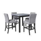 Ensemble de salle à manger 5 pièces hauteur comptoir, ensemble de table à manger en bois avec table rectangulaire et 4 chaises hautes rembourrées