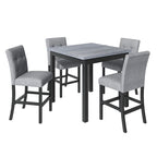 Ensemble de salle à manger 5 pièces hauteur comptoir, ensemble de table à manger en bois avec table rectangulaire et 4 chaises hautes rembourrées