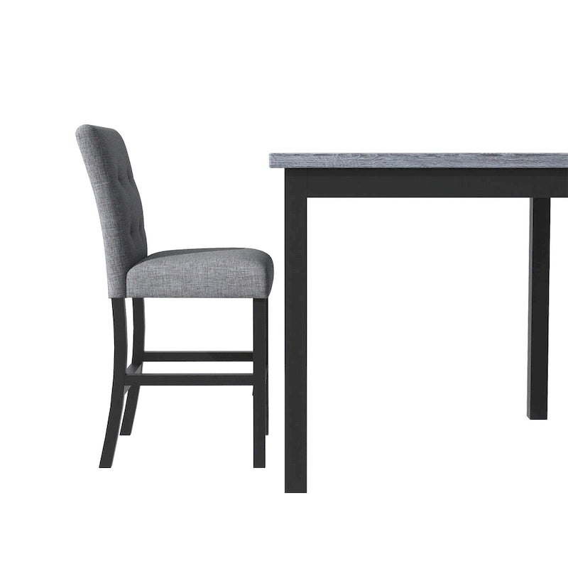 Ensemble de salle à manger 5 pièces hauteur comptoir, ensemble de table à manger en bois avec table rectangulaire et 4 chaises hautes rembourrées