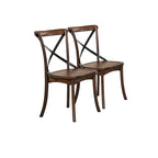 Chaises de salle à manger en bois massif marron à dossier croisé et style classique, lot de 2 - 18 L x 21 l x 35 H