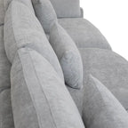 Canapé modulable classique moderne en lin 3 places avec 2 poufs, canapé nuage en forme de U rempli de duvet avec coussins