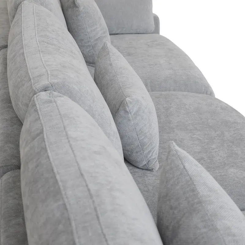 Canapé modulable classique moderne en lin 3 places avec 2 poufs, canapé nuage en forme de U rempli de duvet avec coussins