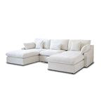 Canapé modulable classique moderne en lin 3 places avec 2 poufs, canapé nuage en forme de U rempli de duvet avec coussins