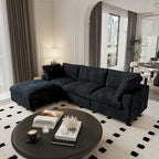 Grand canapé en peluche profonde Cloud, canapé modulable avec pouf