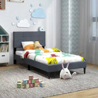 Base de lit double rembourrée Gymax avec matelas et capitonnage à boutons
