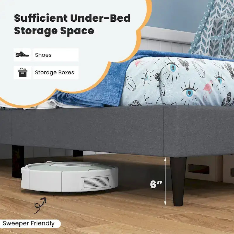 Base de lit double rembourrée Gymax avec matelas et capitonnage à boutons