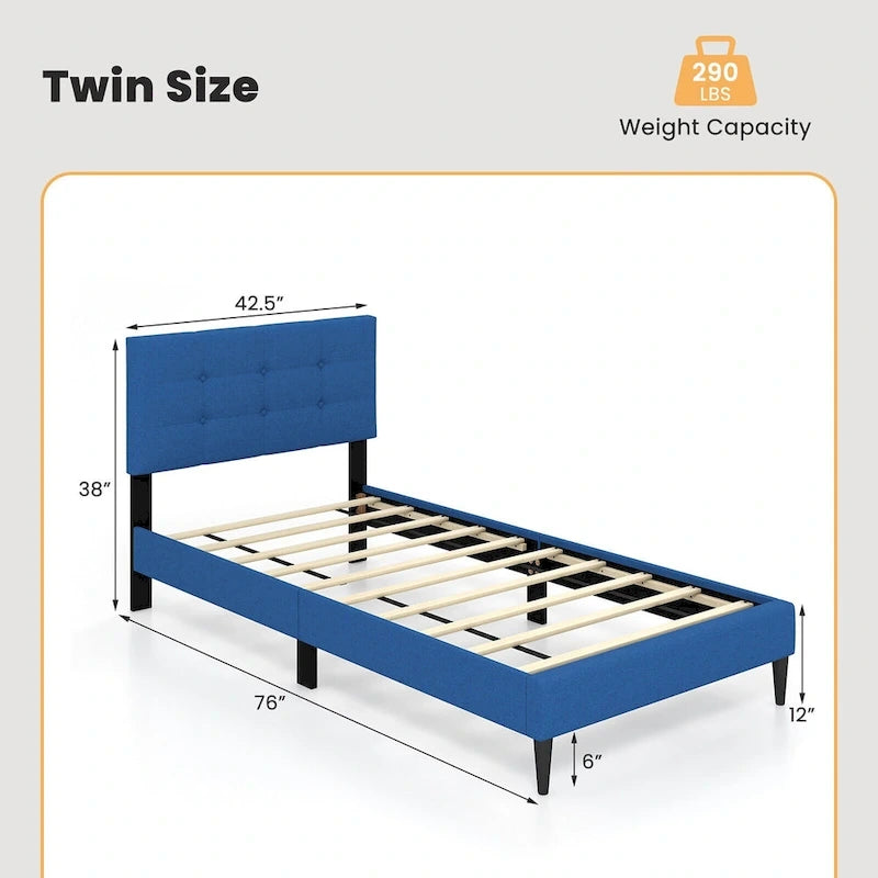 Base de lit double rembourrée Gymax avec matelas et capitonnage à boutons