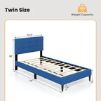 Base de lit double rembourrée Gymax avec matelas et capitonnage à boutons