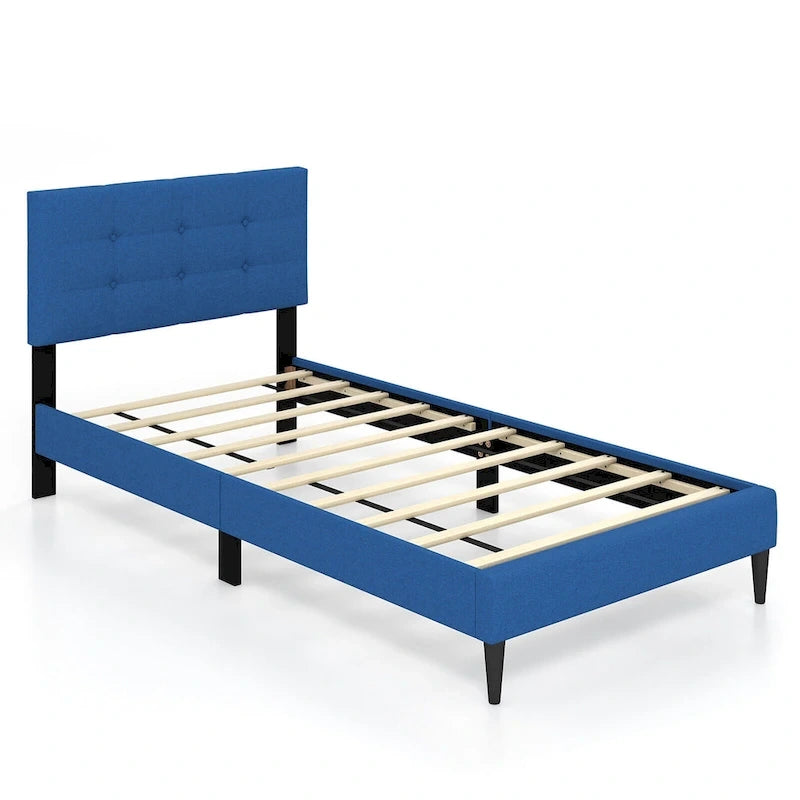 Base de lit double rembourrée Gymax avec matelas et capitonnage à boutons