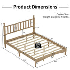 Lit plateforme en bois style rétro avec tête de lit en forme de gourde, Queen Size