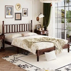 Lit plateforme en bois style rétro avec tête de lit en forme de gourde, Queen Size