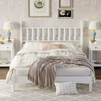 Lit plateforme en bois style rétro avec tête de lit en forme de gourde, Queen Size