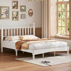 Lit plateforme en bois style rétro avec tête de lit en forme de gourde, Queen Size