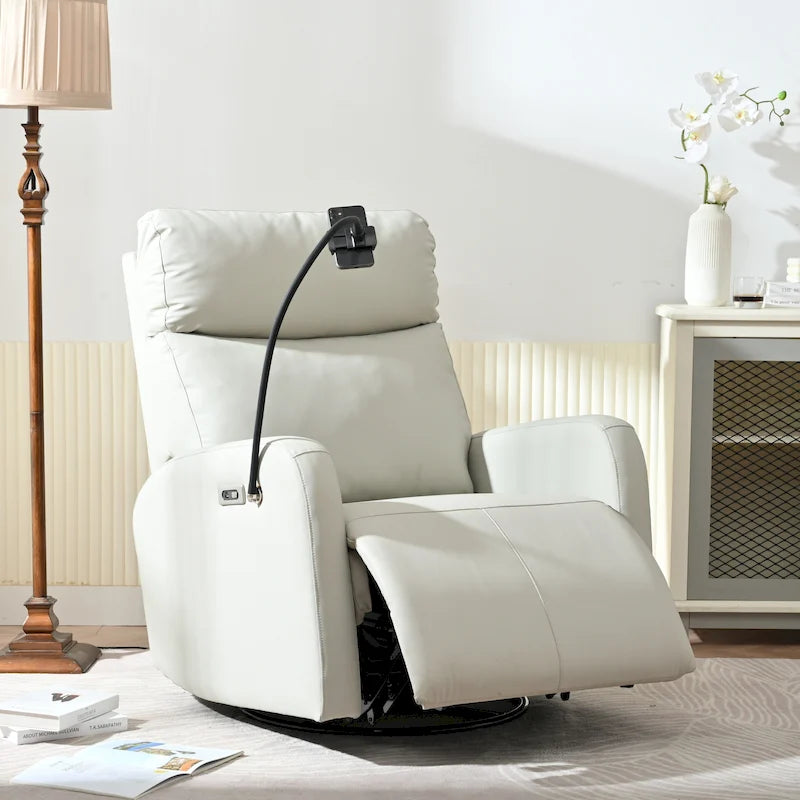 Fauteuil inclinable pivotant et basculant à 270 degrés avec ports USB, canapé inclinable électrique, sièges de cinéma maison en cuir