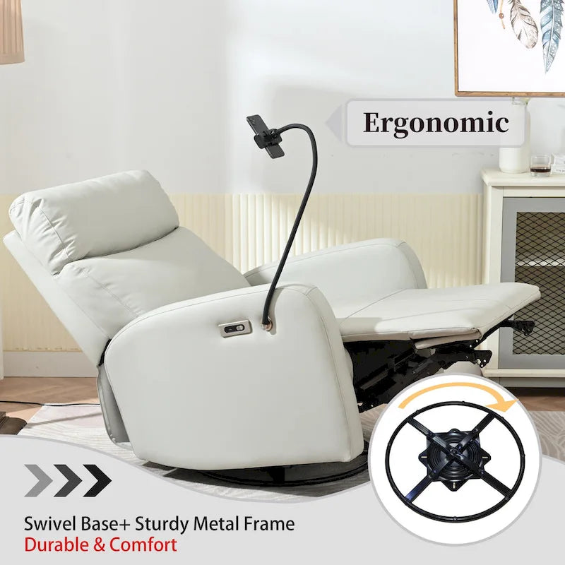 Fauteuil inclinable pivotant et basculant à 270 degrés avec ports USB, canapé inclinable électrique, sièges de cinéma maison en cuir