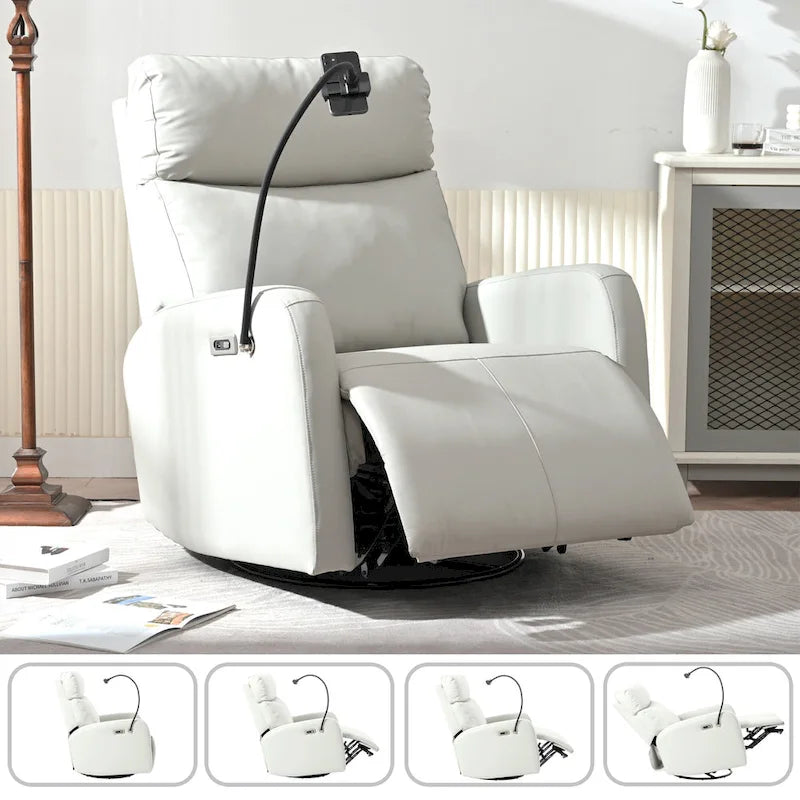 Fauteuil inclinable pivotant et basculant à 270 degrés avec ports USB, canapé inclinable électrique, sièges de cinéma maison en cuir