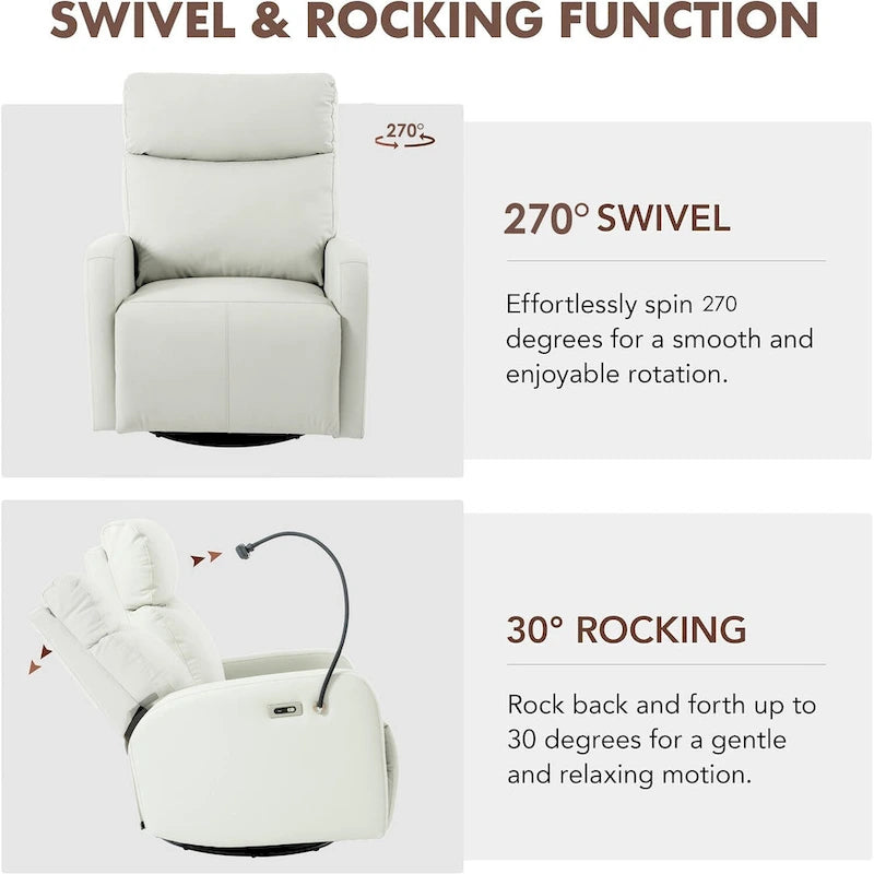 Fauteuil inclinable pivotant et basculant à 270 degrés avec ports USB, canapé inclinable électrique, sièges de cinéma maison en cuir