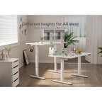 Bureau debout en verre Claiks, Bureau assis-debout blanc à hauteur réglable