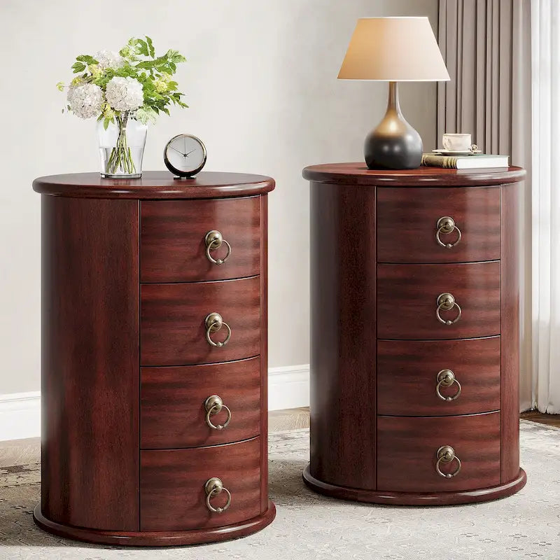 Table de chevet en bois massif, avec 4 tiroirs