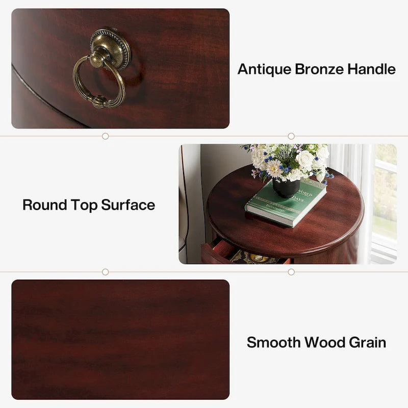 Table de chevet en bois massif, avec 4 tiroirs