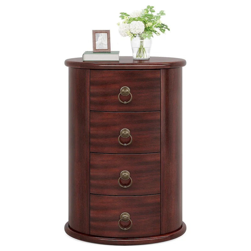 Table de chevet en bois massif, avec 4 tiroirs