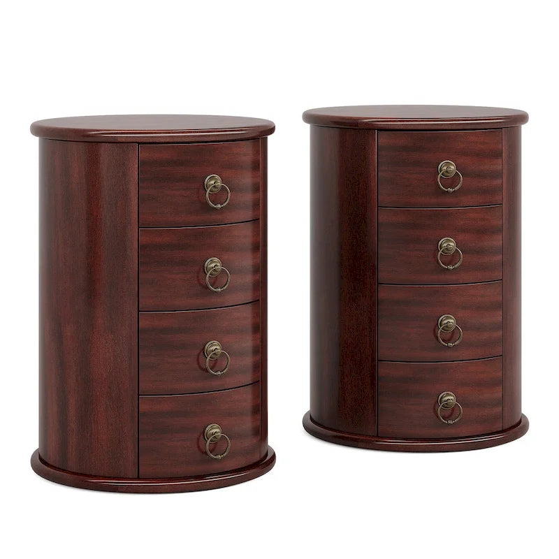 Table de chevet en bois massif, avec 4 tiroirs