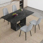 Ensemble de salle à manger 5 pièces, table de cuisine avec pieds carrés en forme de O, 4 chaises de salle à manger rembourrées pour 4 personnes