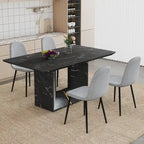 Ensemble de salle à manger 5 pièces, table de cuisine avec pieds carrés en forme de O, 4 chaises de salle à manger rembourrées pour 4 personnes