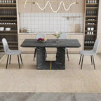 Ensemble de salle à manger 5 pièces, table de cuisine avec pieds carrés en forme de O, 4 chaises de salle à manger rembourrées pour 4 personnes