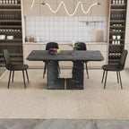 Ensemble de salle à manger 5 pièces, table de cuisine avec pieds carrés en forme de O, 4 chaises de salle à manger rembourrées pour 4 personnes