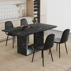 Ensemble de salle à manger 5 pièces, table de cuisine avec pieds carrés en forme de O, 4 chaises de salle à manger rembourrées pour 4 personnes