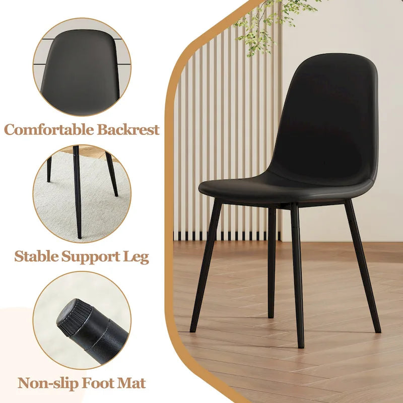 Ensemble de salle à manger 5 pièces, table de cuisine avec pieds carrés en forme de O, 4 chaises de salle à manger rembourrées pour 4 personnes