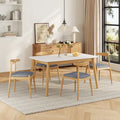 Ensemble de salle à manger 5 pièces en bois, comprenant une table à manger rectangulaire et 4 chaises rembourrées, pour la maison ou l'appartement