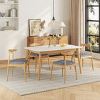 Ensemble de salle à manger 5 pièces en bois, comprenant une table à manger rectangulaire et 4 chaises rembourrées, pour la maison ou l'appartement