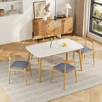 Ensemble de salle à manger 5 pièces en bois, comprenant une table à manger rectangulaire et 4 chaises rembourrées, pour la maison ou l'appartement