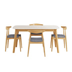 Ensemble de salle à manger 5 pièces en bois, comprenant une table à manger rectangulaire et 4 chaises rembourrées, pour la maison ou l'appartement