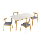 Ensemble de salle à manger 5 pièces en bois, comprenant une table à manger rectangulaire et 4 chaises rembourrées, pour la maison ou l'appartement