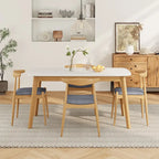 Ensemble de salle à manger 5 pièces en bois, comprenant une table à manger rectangulaire et 4 chaises rembourrées, pour la maison ou l'appartement