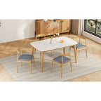 Ensemble de salle à manger 5 pièces en bois, comprenant une table à manger rectangulaire et 4 chaises rembourrées, pour la maison ou l'appartement