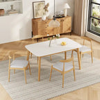 Ensemble de salle à manger 5 pièces en bois, comprenant une table à manger rectangulaire et 4 chaises rembourrées, pour la maison ou l'appartement